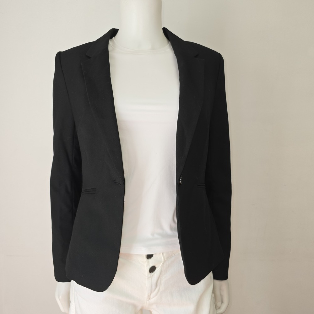 H&M Blazer Jacket Size 6 Womens Black Tailored Fit Lined Business Office